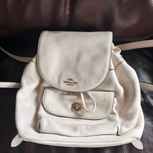 Small Coach bagpack chalk leather